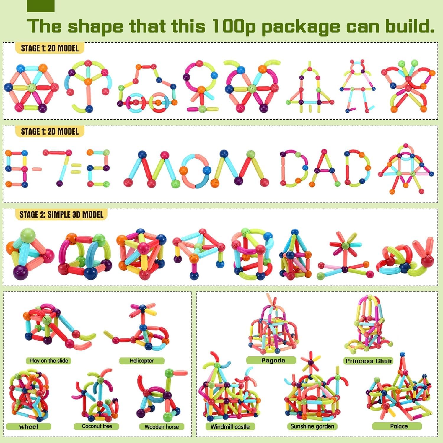 Magnetic Sticks Building Blocks 36 PCS-Multicolour - Image 10