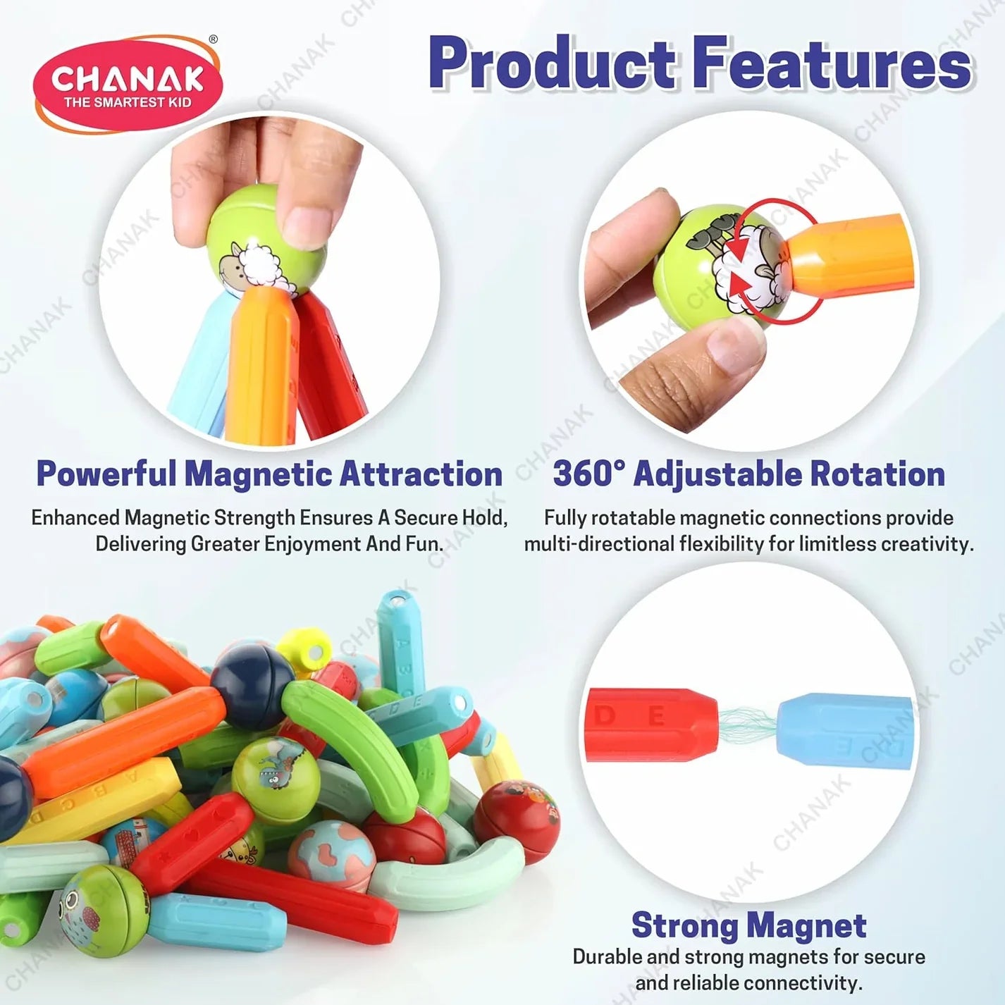 64 Pcs Colorful Magnetic Sticks - Image 4