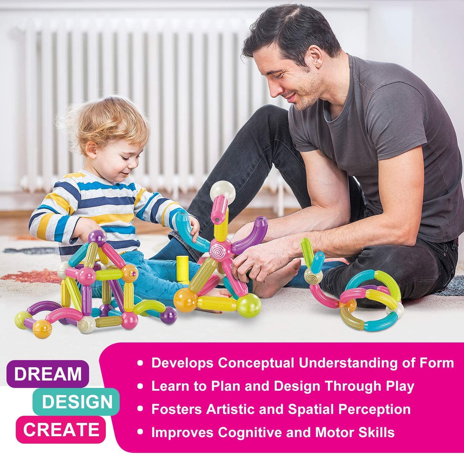 Magnetic Tiles Rolling Ball Building Blocks (100 Pcs) - Image 10