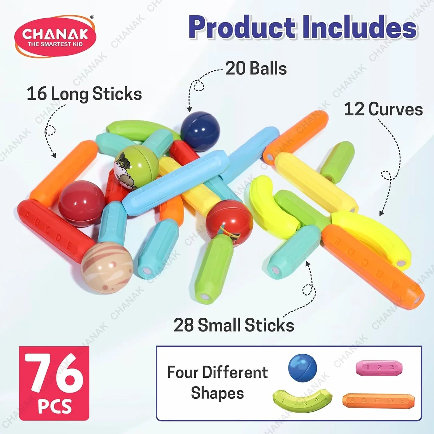 64 Pcs Colorful Magnetic Sticks - Image 3