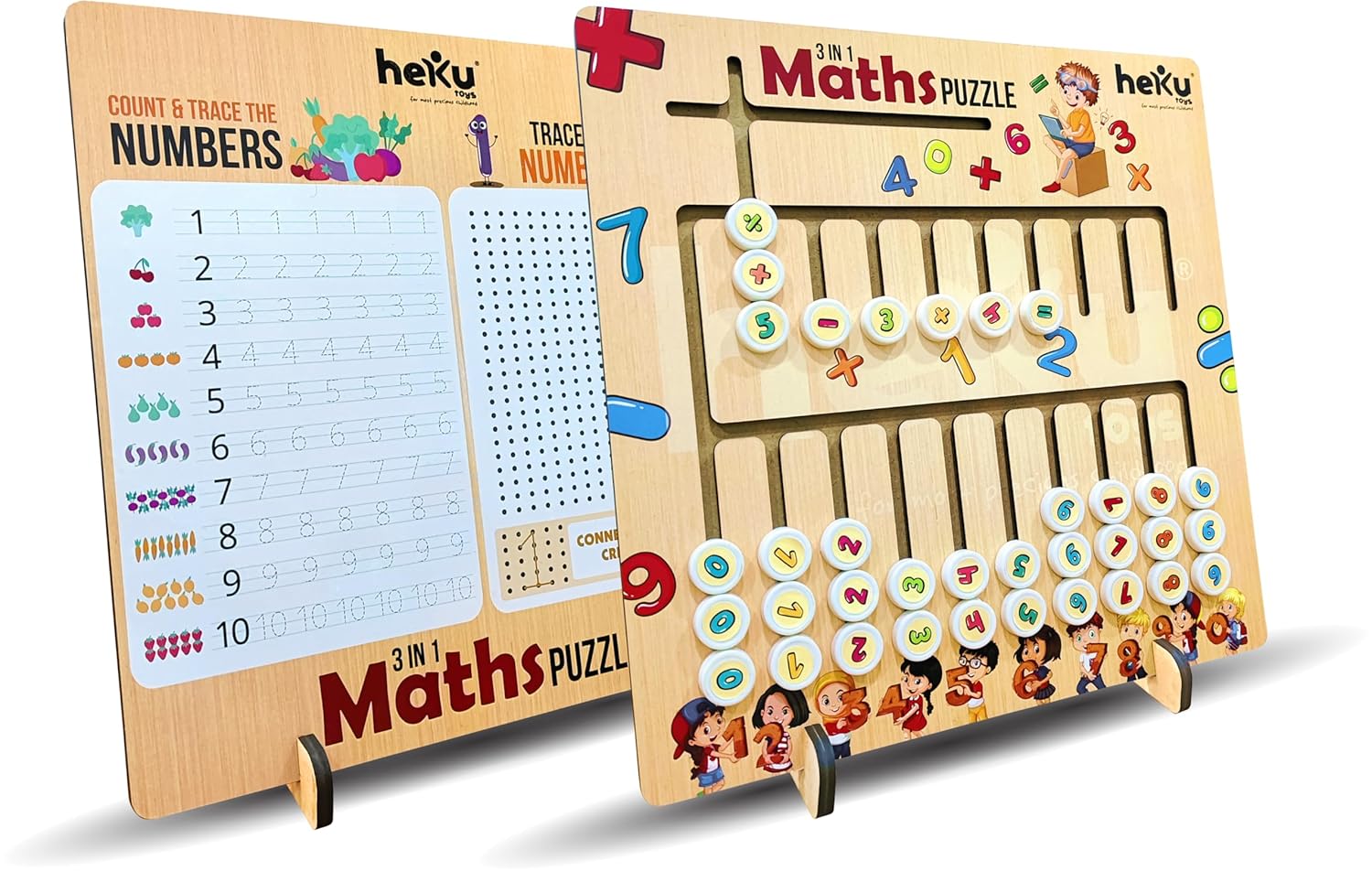 Wooden 3 in 1 Maths Puzzle - Image 3