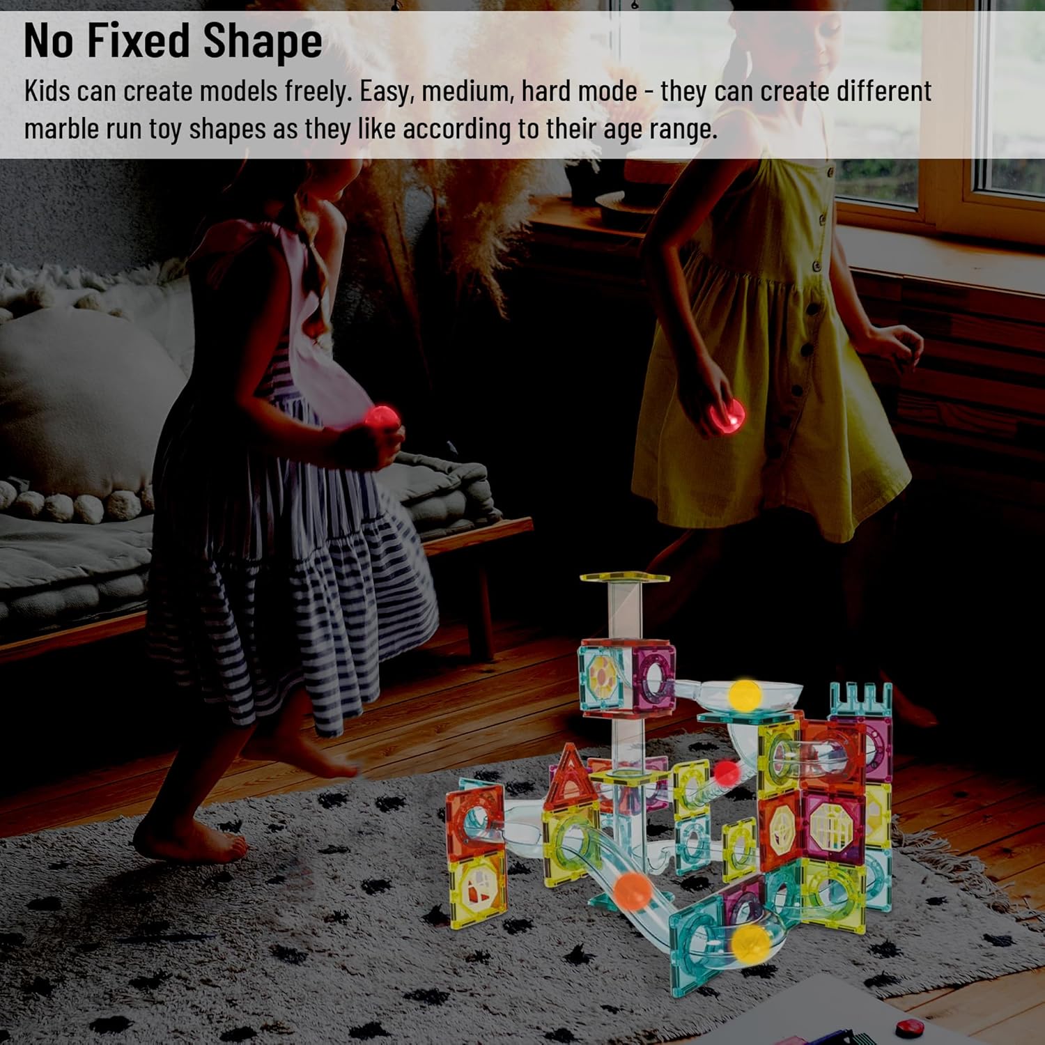 Magnetic Tiles Rolling Ball Building Blocks (100 Pcs) - Image 11