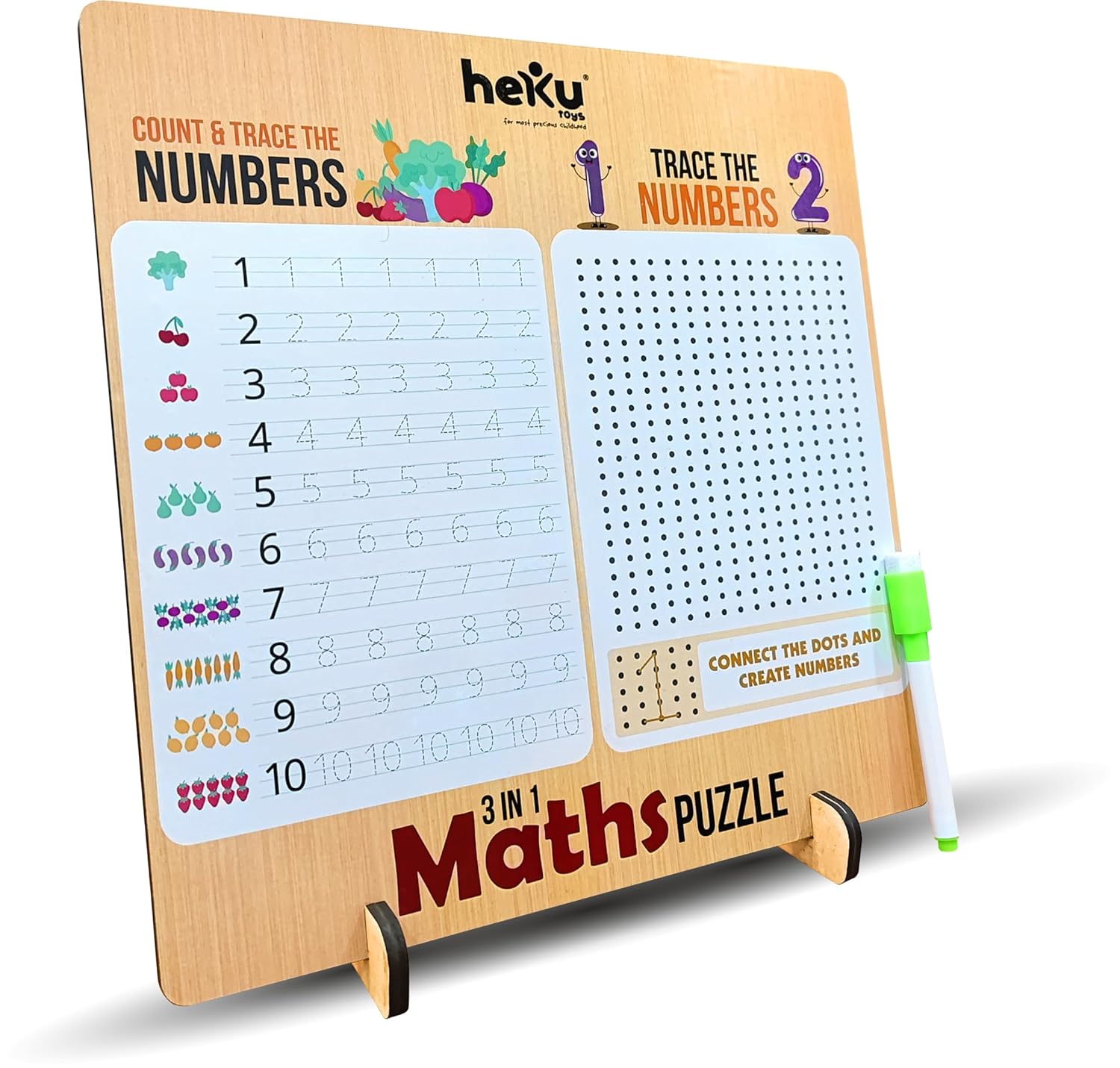 Wooden 3 in 1 Maths Puzzle - Image 2