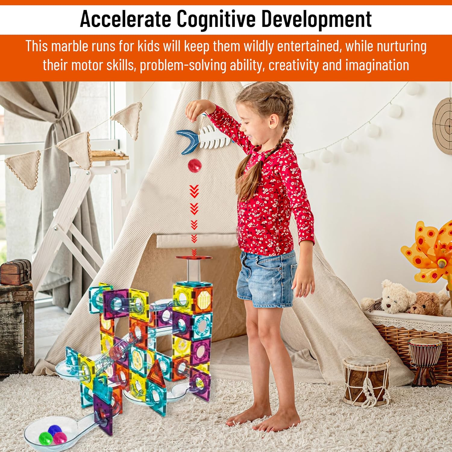 Magnetic Tiles Rolling Ball Building Blocks (100 Pcs) - Image 9