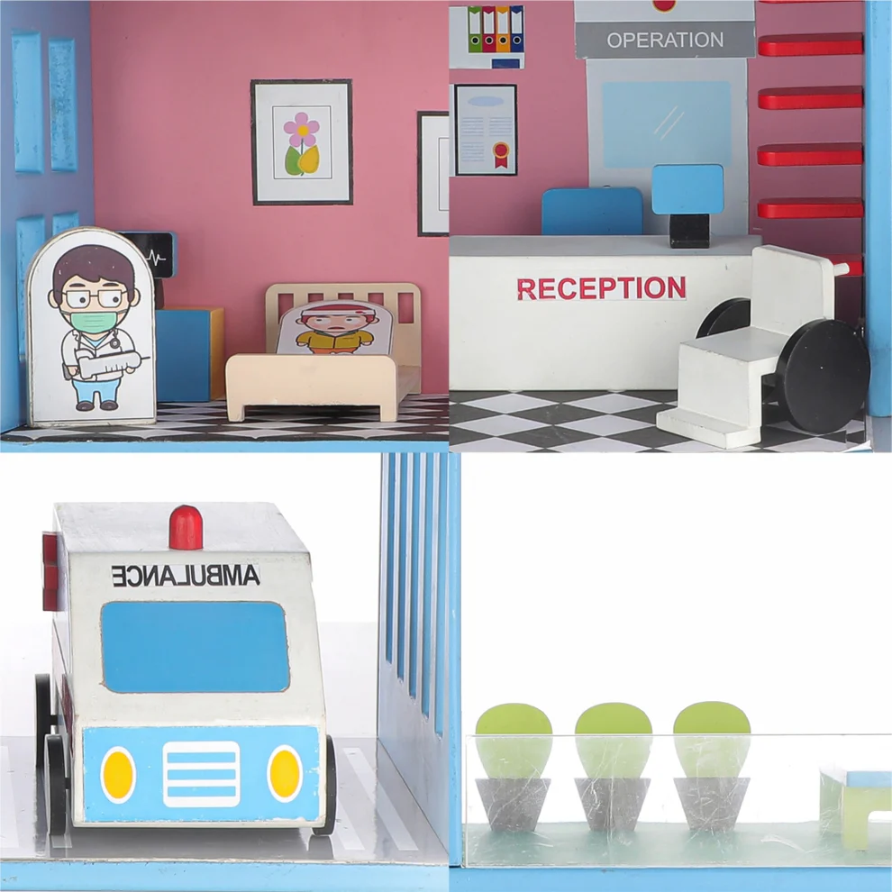 Chanak Wooden Hospital Set for Kids (18 Pieces) - Image 4