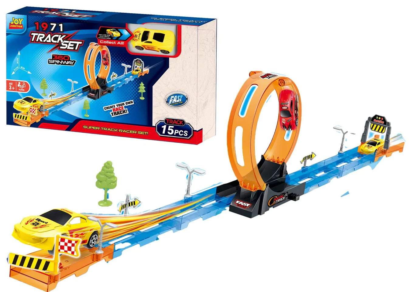 Track Set 15PC with 360° Loops, Ramps & Checkpoints for Kids - Image 5