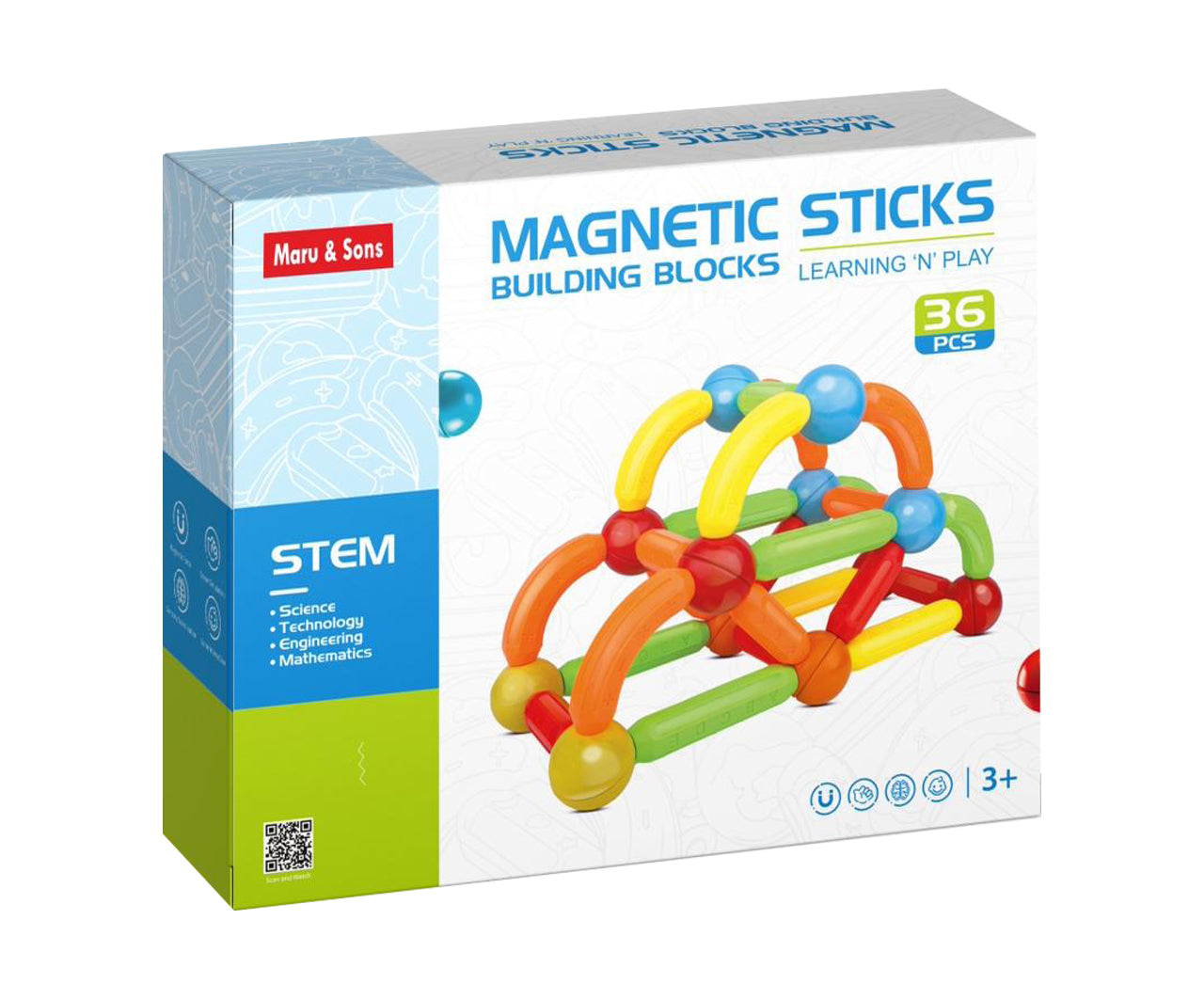 Magnetic Sticks Building Blocks 36 PCS-Multicolour