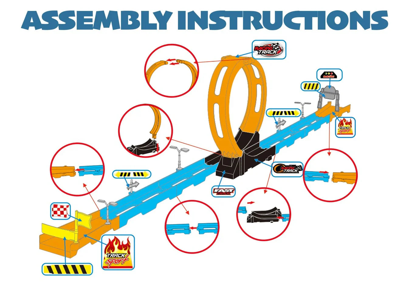Track Set 15PC with 360° Loops, Ramps & Checkpoints for Kids - Image 3