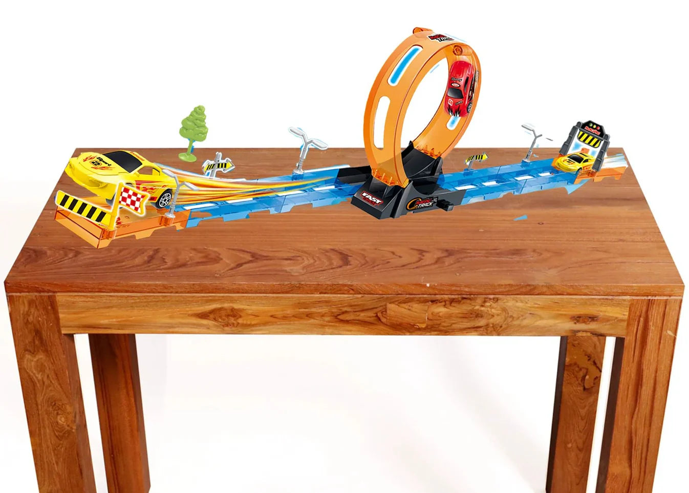 Track Set 15PC with 360° Loops, Ramps & Checkpoints for Kids - Image 2
