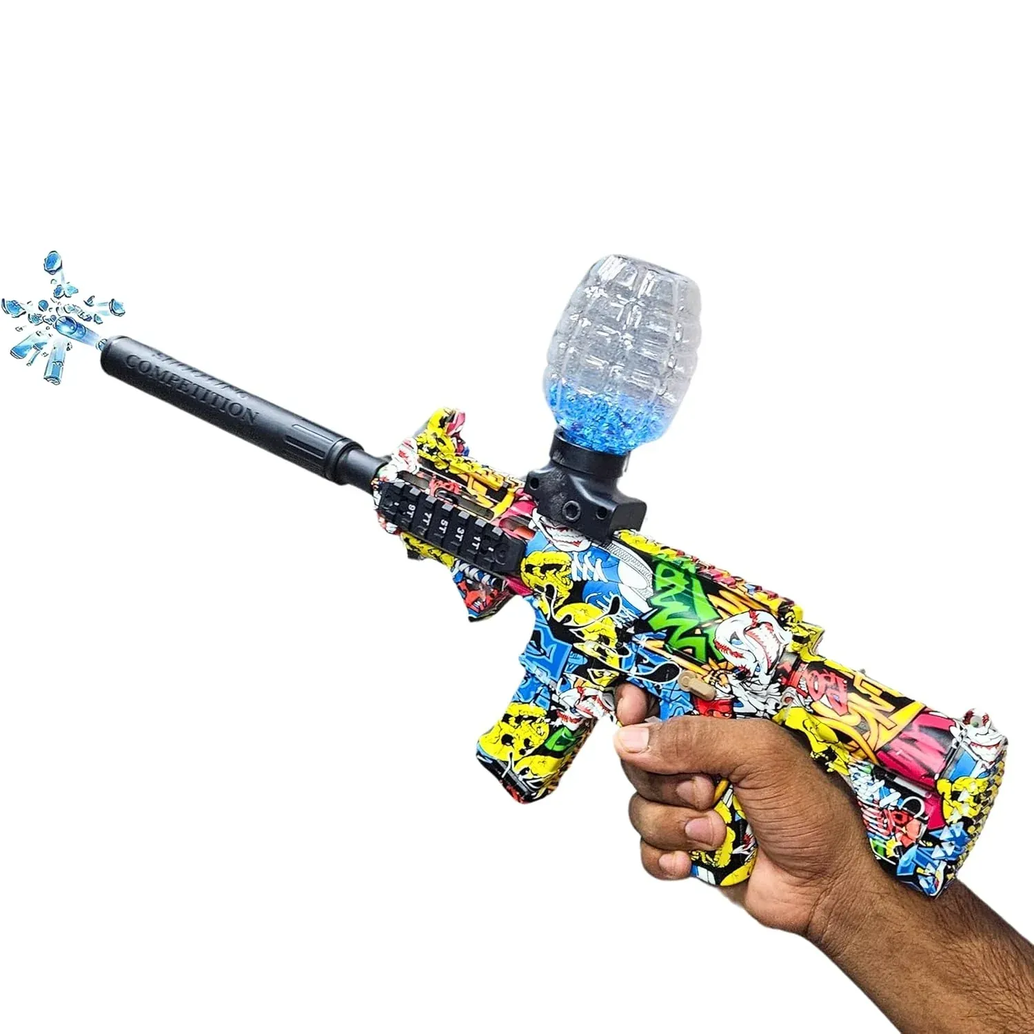 M416 Gel Blaster Gun |10K Gel Balls|for Kids & Adults Electric Operated Gun High Speed Upto 50 Feet Range|Rechargeable|Safe & Durable Outdoor Shooting Gam - Multicolor