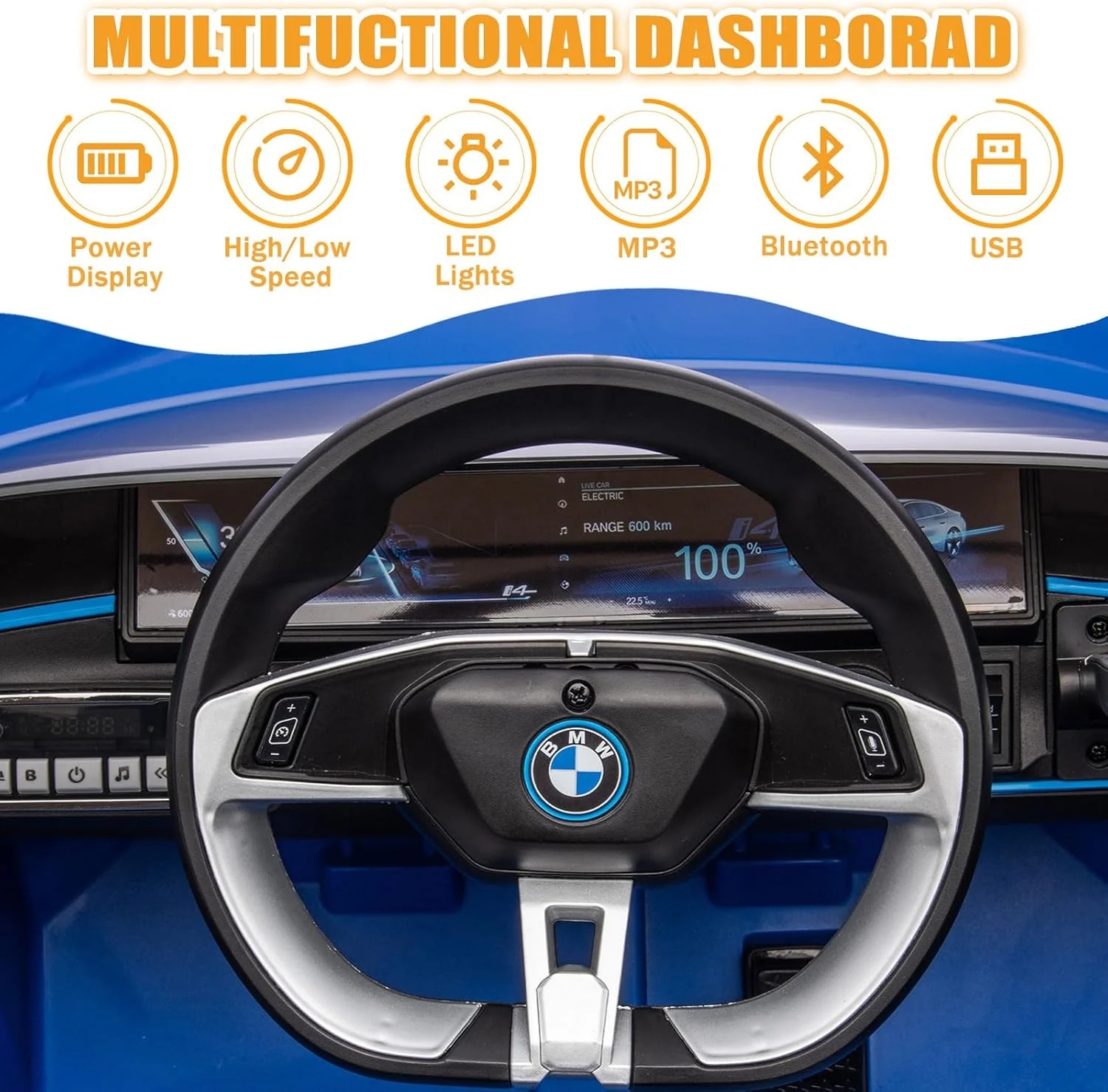 BMW Ride on Car (blue) - Image 5