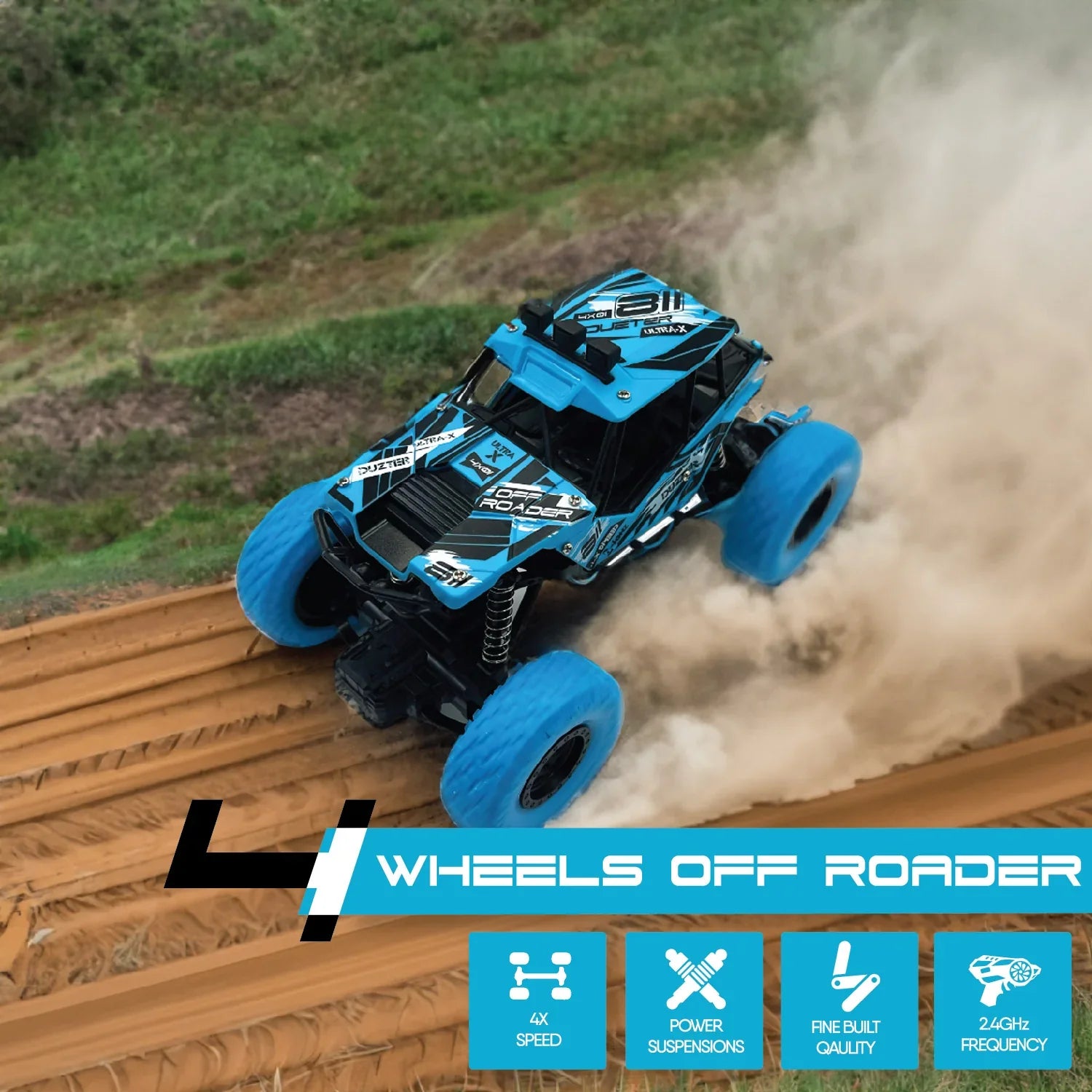 Remote Control Car Big Size Rock Crawler | High-Speed 2WD - Blue - Image 6
