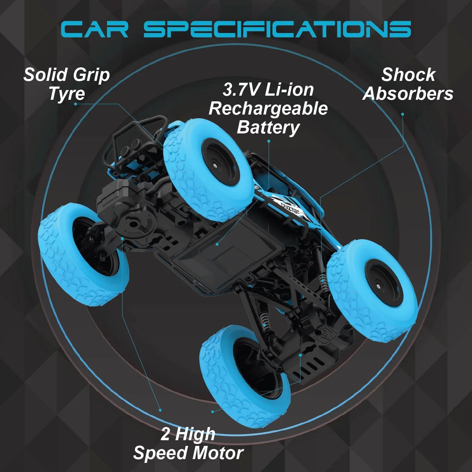 Remote Control Car Big Size Rock Crawler | High-Speed 2WD - Blue - Image 8