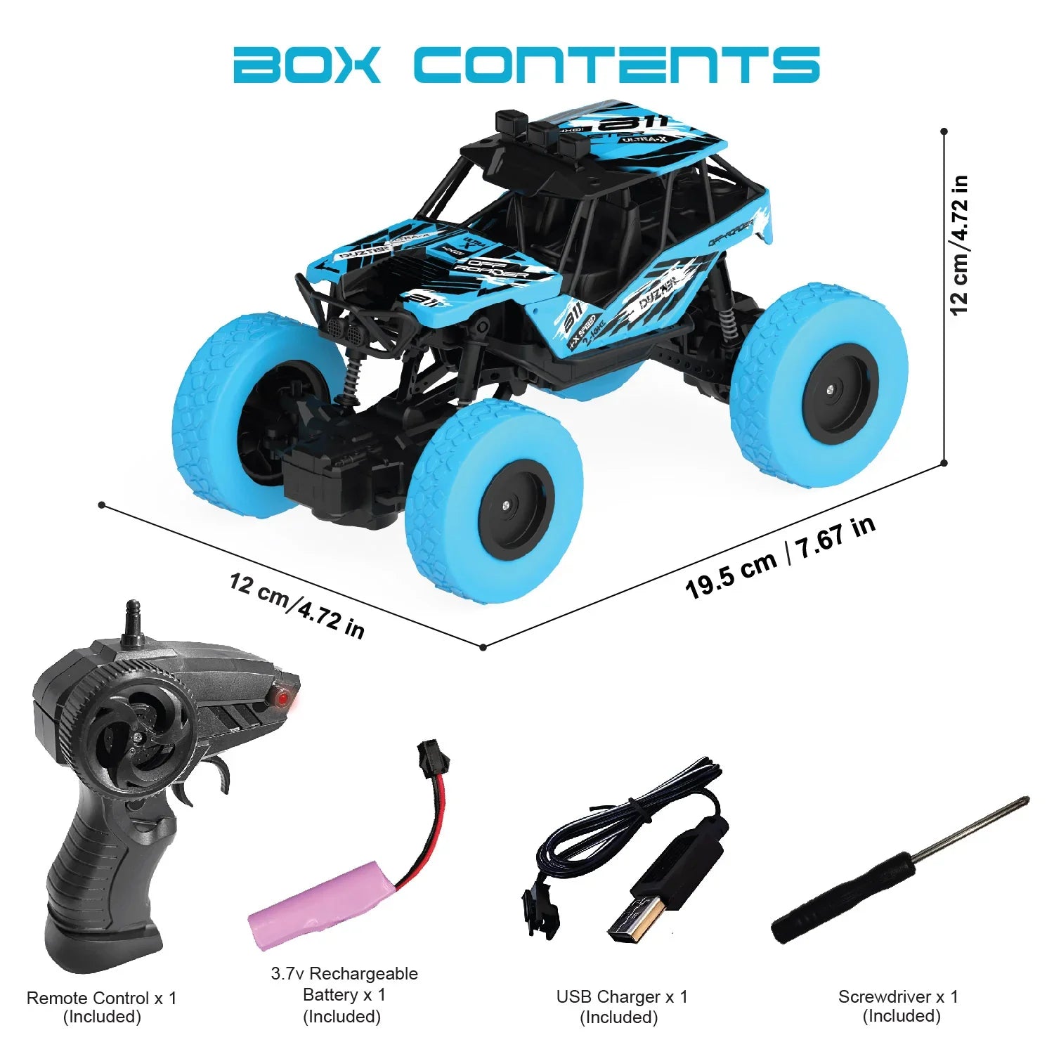 Remote Control Car Big Size Rock Crawler | High-Speed 2WD - Blue - Image 2