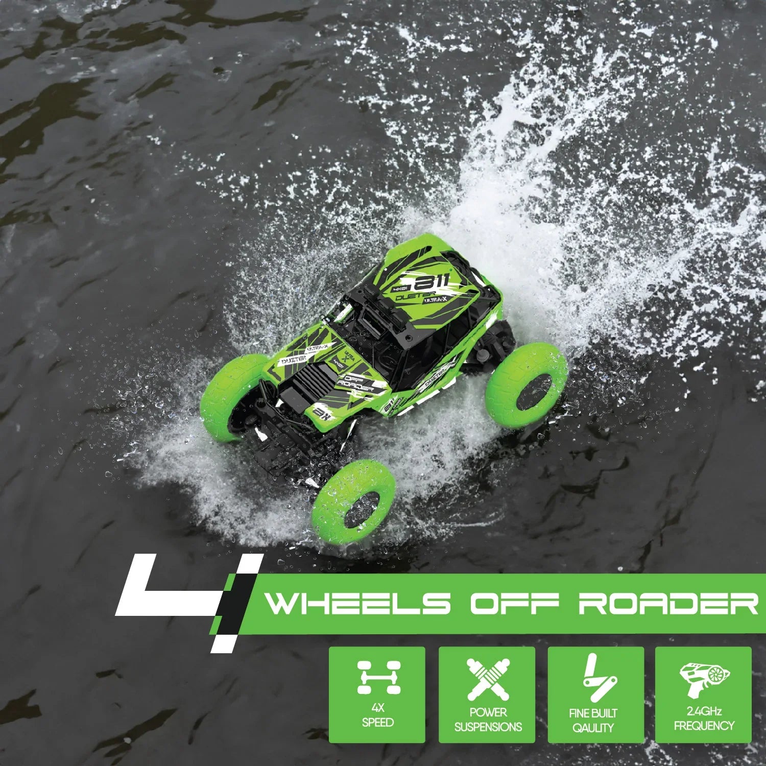 DUZTER- Rechargeable Remote Controlled Racing Rc Car- Green - Image 3