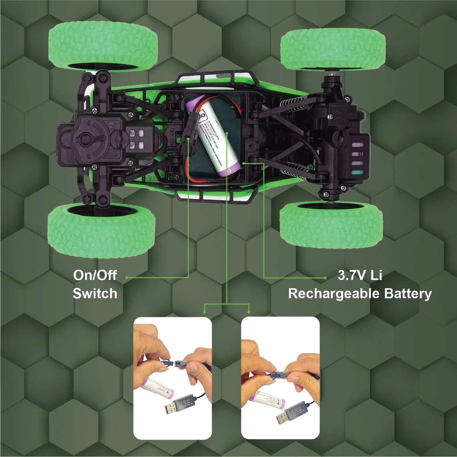 DUZTER- Rechargeable Remote Controlled Racing Rc Car- Green - Image 2