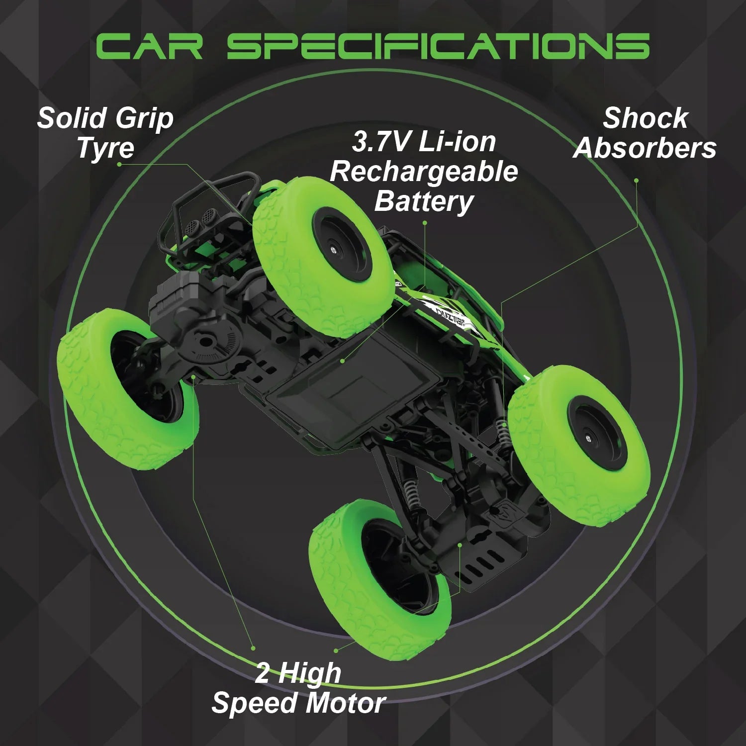 DUZTER- Rechargeable Remote Controlled Racing Rc Car- Green - Image 8