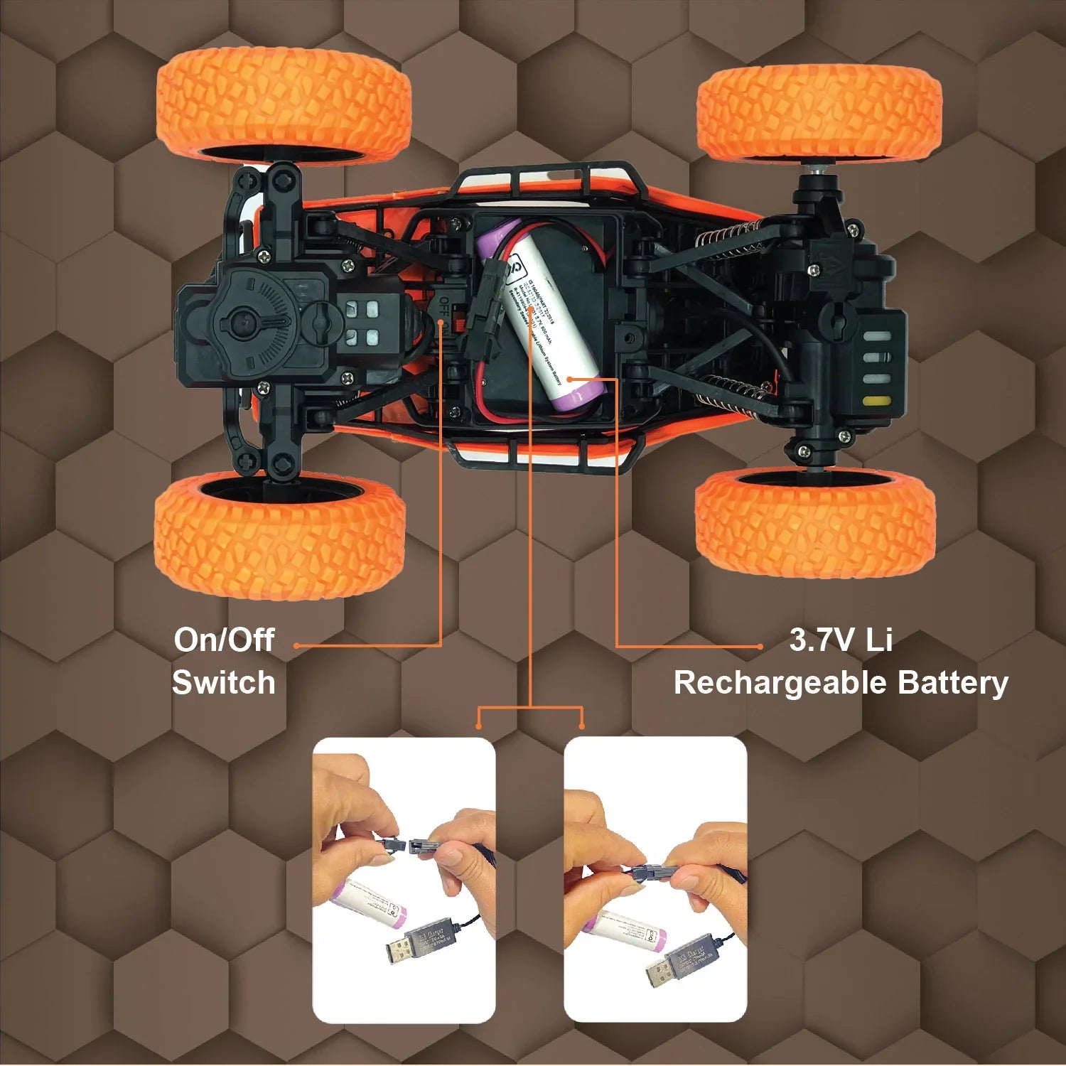 DUZTER- RC Car Spring Suspensions | 2WD Rock Crawler - Orange - Image 7