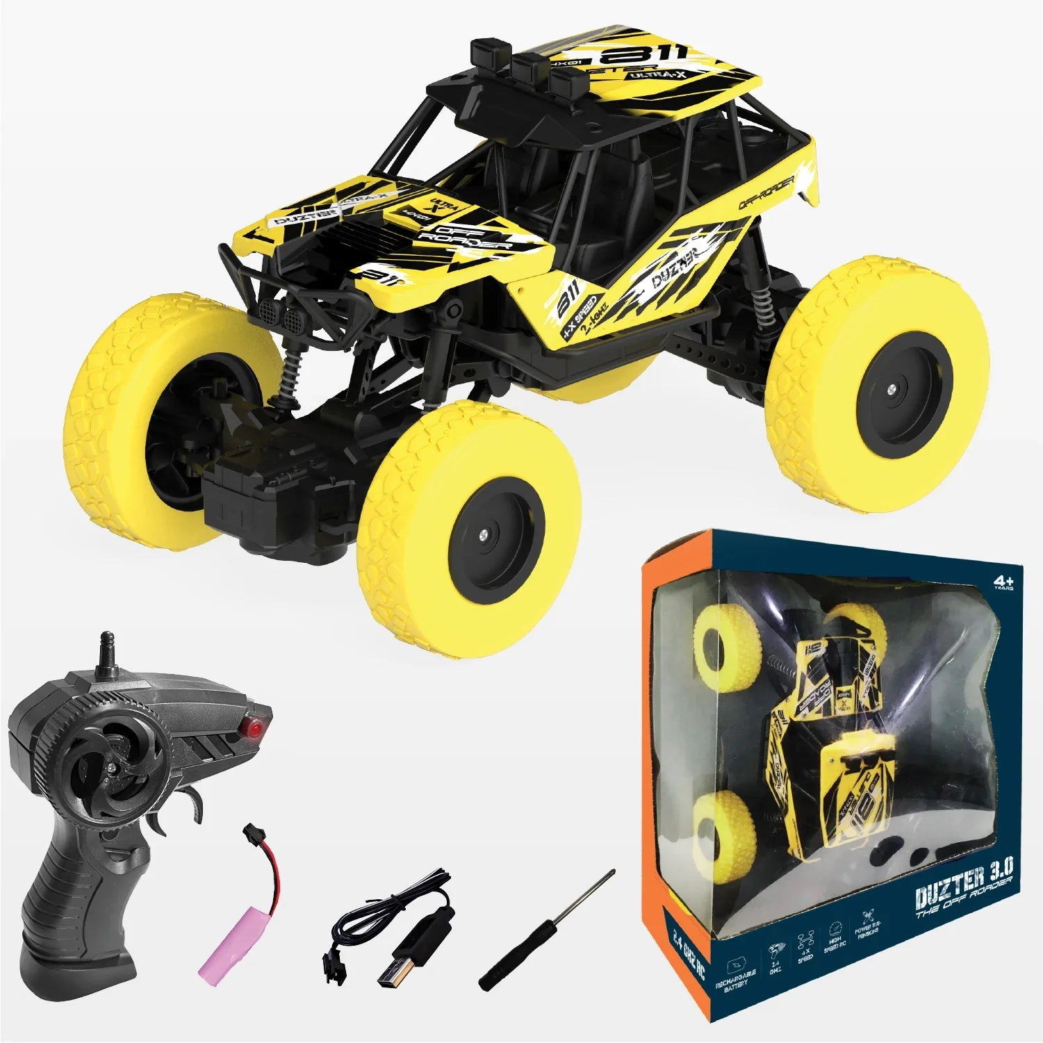 DUZTER- Remote Control Monster Truck RC Car - Yellow