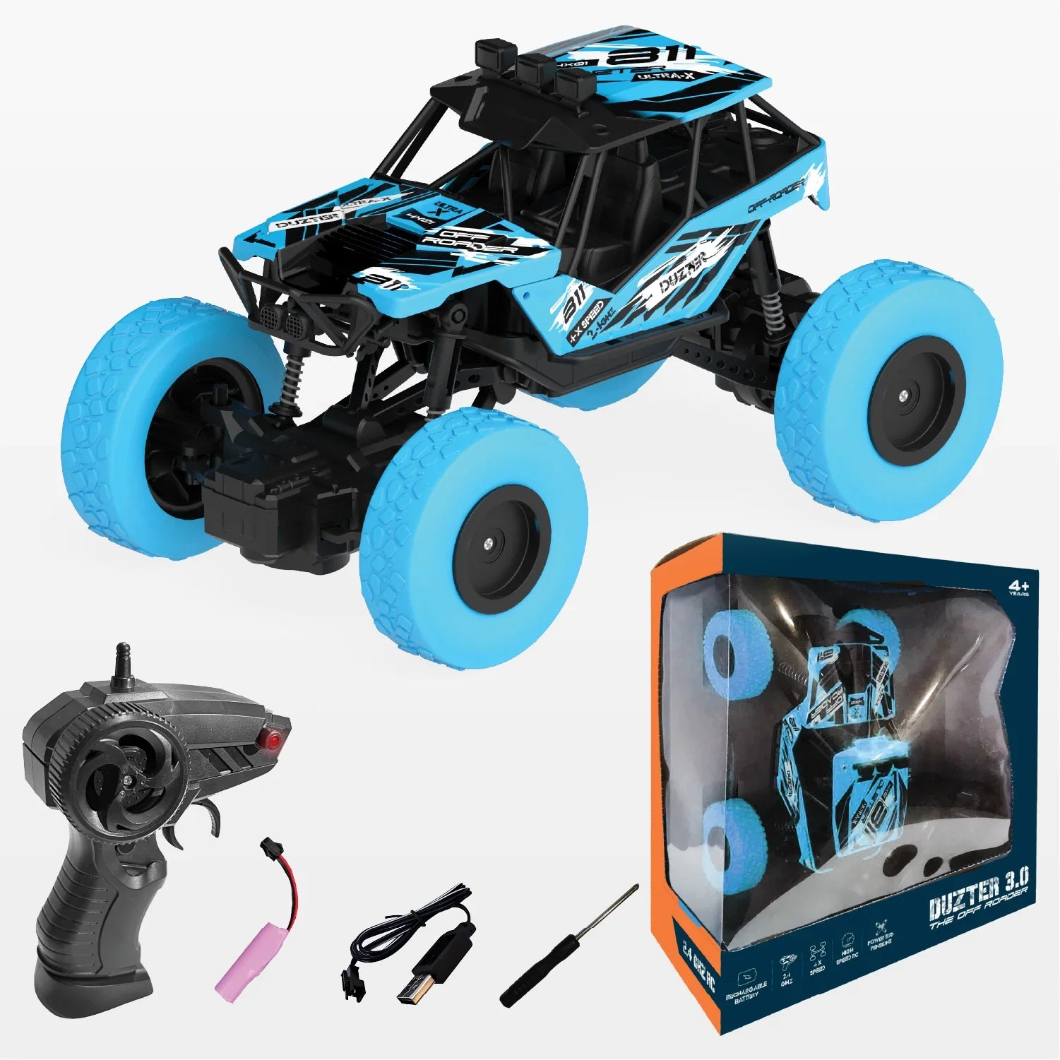 Remote Control Car Big Size Rock Crawler | High-Speed 2WD - Blue